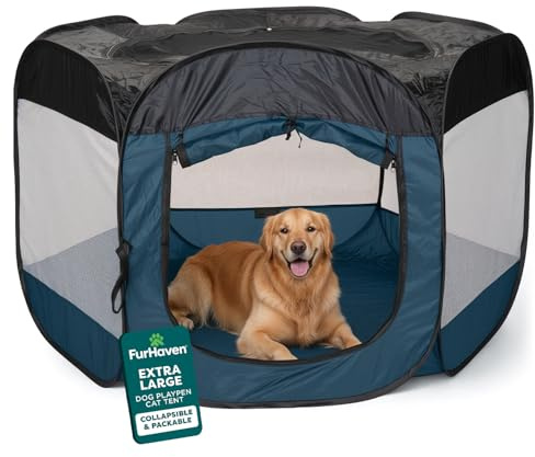 Furhaven Pop Up Playpen Pet Tent Playground - Sailor Blue, Extra Large