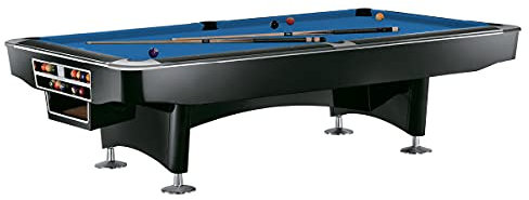 Billiard-Royal Billardtisch Pooltisch Modell Gladiator Black 9 ft. mit hochwertigem K-55 Bandengummi und freier Tuchwahl, Tuchfarbe:Electric Blue