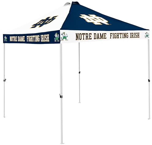 Logo Brands NCAA Notre Dame Fighting Irish 9 x 9 Foot Pinwheel Tailgating Checkerboard Canopy Tailgate Tent - 9' x 9', Vented Roof, Adjustable Height, Wheeled Carrying Bag, Powder Coated Steel