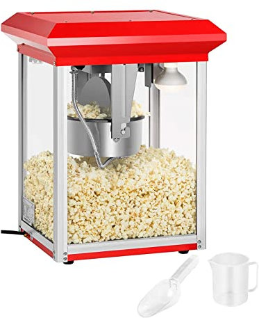 Royal Catering RCPR-1325 Palomitera Maquina de Palomitas Profesional (1300 W, aprox. 3 kg/h, Revestimiento de Teflón, 37,5 x 45,6 x 59 cm) Roja