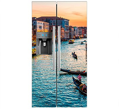 Oedim Vinilo Frigorífico Americano Venecia | 91x177cm | Varias Medidas | Pegatinas de Nevera Económicas y Elegantes | Vinilo Nevera