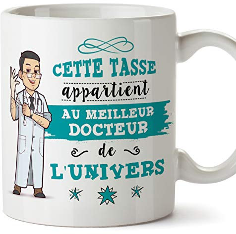 MUGFFINS (Taza en francés) Tazas de café y Desayuno de Doctor Original para obreros Profesionales. Esta Copa Pertenece al Mejor Doctor del Universo. Cerámica 350 ml