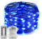 Erchen Batteriebetrieben LED Lichterkette, 33 FT 100 LED 10M dimmbare Kupfer Draht Lichterketten mit Fernbedienung 8 Modi Timer für Innen Außen Weihnachten Party (Blau)