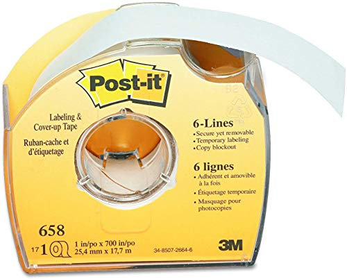 Post-it 658 Beschriftungs- und Abdeckband, nicht nachf llbar, 2,5 x 1,778 cm Rolle, 10 St ck