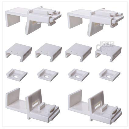 ourdeco® Zubehör Ersatzteil Klemmträger für alle Plissee Pastellfarben, 4 verstellbare Klemmträger, weiß, Montage ohne Bohren