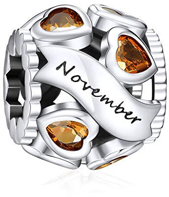 NINGAN Charms in argento 925 Novembre pietra natale perline adatto per braccialetti da donna regalo di giorno festivo