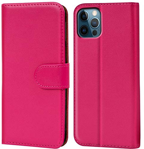 Verco custodia per Apple iPhone 12/12 Pro, Case per Apple iPhone 12/12 Pro Cover PU Pelle Portafoglio Protettiva [6.1], Rosa