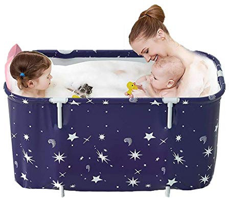 Tragbare Faltbare Badewanne - SPA Badepool Aus Kunststoff, Extra Große Mobile Badewanne für Erwachsene 120cm