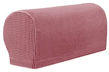 YSLJW Armlehnenbezüge, Jacquard Elastische Waschbar Couch Armlehnenschoner Armlehnenbezug Für Sessel Sofa (Rosa,2 Pcs)