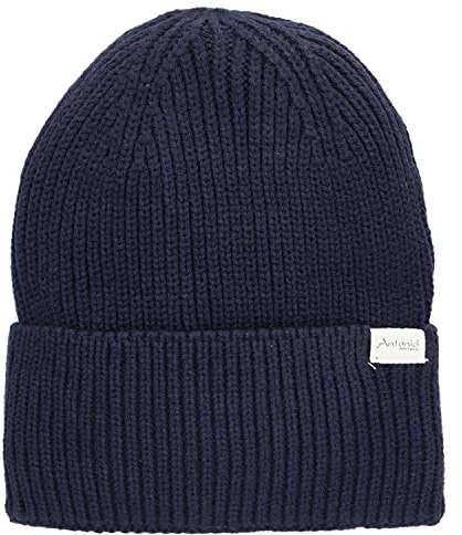 Antonio Winter Strickmütze Beanie mit Umschlag navy