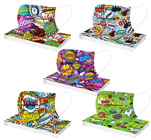 Wtinfer 50/100 Stück Mundschutz Kinder Einweg 3 lagig Mund und Nasenschutz Multifunktionstuch Bandana Staubdicht Mundbedeckung Atmungsaktiv Mund-Nasen Bedeckung Halstuch Schals (x11)