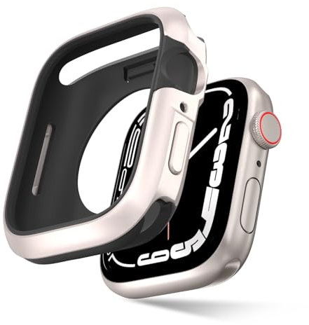 SwitchEasy Custodia in alluminio aeronautico per Apple Watch Series 9/8/7 da 41 mm, custodia rigida con paraurti interno ammortizzante - Odyssey - Starlight White