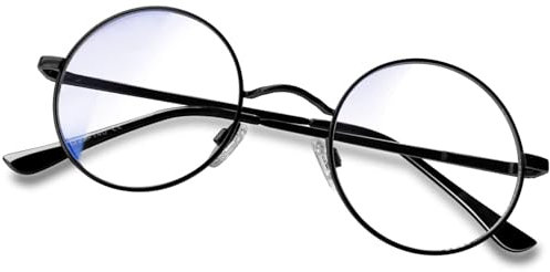 KANASTAL Runde Blaulichtfilter Brille Damen Herren Retro Vintage Blaulichtbrille Ohne Stärke für PC/Handy/TV/Gaming UV 400 Schutz, Matt Schwarz Rahmen