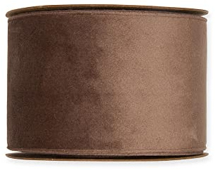 FloristryWarehouse Samtband, ohne Draht, 70 mm breit, 8 m Rolle, Cappuccino