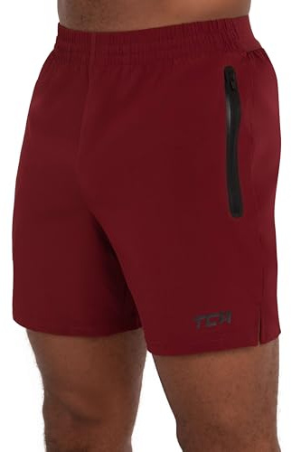 TCA Short Sport Homme Court - Short Homme Sport avec Poche Zipée - Bermuda de Running Léger Elite Tech Pas Cher - Vêtement en Polyester - Musculation - Fitness s - Marron Foncé, XL