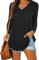 iChunhua Women Cozy Basic V Neck Long Sleeve T Shirts Blouses Tops Black Medium