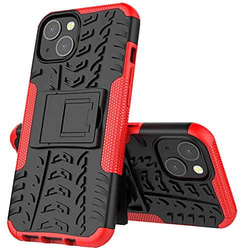 IMIRST Phone Case for iPhone 13 Heavy Duty Protection Military Snap-on Case With Kickstand Shock Absorbing Detachable 2 in 1 Case Cover For Apple iPhone 13. Hyun Red