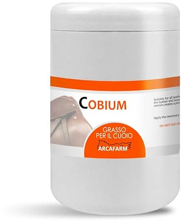 Grasso cuoio e pelle per selle e calzature equitazione o finimenti da selleria 1 lt Cobium, nutre rigenera protegge impermeabilizza pelle e cuoio di accessori stivali selle borse, 100% Made in Italy