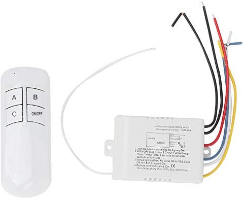 Drahtloser Fernbedienungsschalter, Digitaler Drahtloser Wandfernschalter 3 Wege EIN/AUS 220V Digitaler Drahtloser Wandlichtempfänger Sender Fernbedienungsschalter