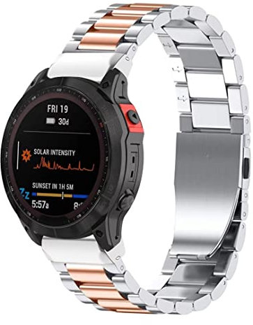 Ersatzarmband aus Metall, kompatibel mit Garmin Fenix 7x/7s/7/Fenix 5x/5 plus/5s/Fenix 6/6s pro 26 mm, 22 mm, 20 mm