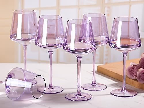 Physkoa Violettes Weingläser-Set mit 170,400 ml, farbige Weingläser, modernes Weingläser-Set, hohe lange Weingläser, Party-Weingläser, perfekt für den Schrank zu Hause