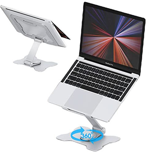 TECHGEAR Laptop Stand with 360 Rotating, Ergonomic Adjustable Laptop Riser Stand for Collaborative Work with Heat-Vent, Dual Rotary, Foldable for Easy Storage, Fits MacBook/All Laptops up to 17 inches