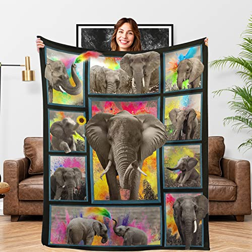 OHOIT Elefantendecke, Elefanten-Geschenke für Frauen, Ideen, Fleece-Überwurf, Decke für Couch, Elefanten, Dekoration, 127 x 152 cm