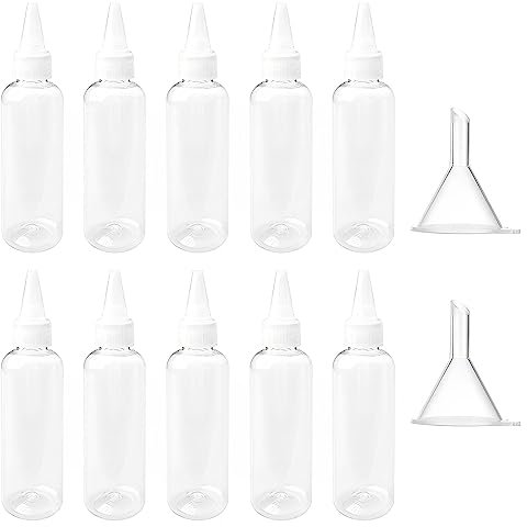 Mumuzhao 10 Pcs Small Squeeze Bottle with 2 Pcs Funnels Plastic Squeeze Condiment Bottles 60 ml Squeeze Bottle Sauce Bottle Squeeze for Ketchup Mustard BBQ Sauce Chilli Sauce (60ml 10Pcs)