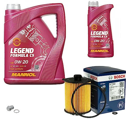 Inspektionspaket Wartungspaket Filterset mit 6 L Motoröl Legend Formula C5 0W-20, Ölfilter, Verschlussschraube