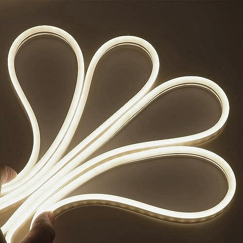 Partenopea® Striscia Strip Led Effetto Neon Flessibile e Tagliabile Tubo 5 Metri DC 12V (ALIMENTATORE NON INCLUSO)Impermeabile IP65 da Esterno e Interno Modellabile NON ADESIVA (Bianco naturale 4000K)