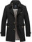 Mymyguoe Manteau pour homme mi-long trench-coat coupe-vent veste mi-saison chaude doublée veste d'hiver manteau d'affaires long trench vestes en peluche épaisse, Noir , XL