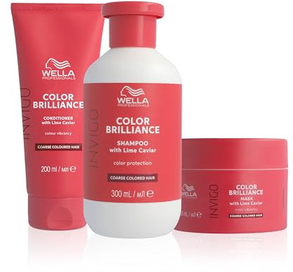 Wella Professionals Invigo Color Brilliance Coarse Vorteils-Set – professionelle Haarpflege mit Vitamin E für dickes, gefärbtes Haar – 300 ml Shampoo, 200 ml Conditioner und 150 ml Haarmaske