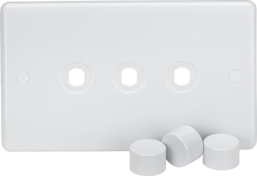 Curved Edge 3G Dimmer Plate with Matching Dimmer Caps