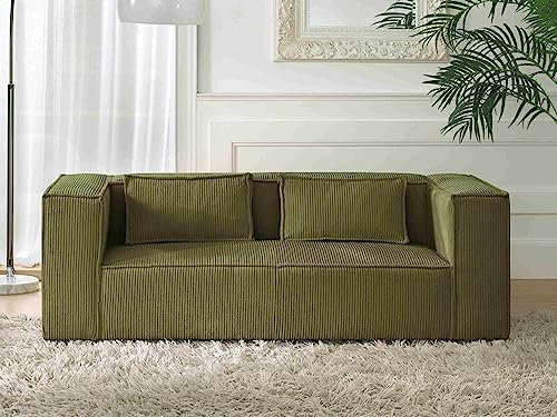 Lisa Design Stella – 2-Sitzer Einzelsofa – aus Cord – moderner Stil Grün