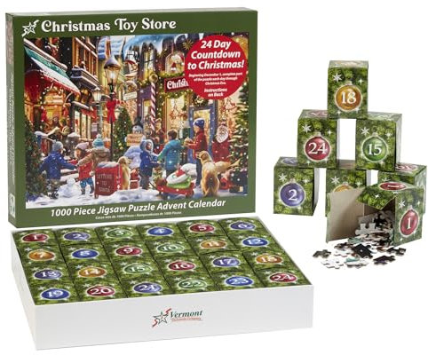 Puzzle-Adventskalender Christmas Toy Store - 1000 Teile von Vermont Christmas Company - 24 Puzzleabschnitte zum Vervollständigen - Jahr für Jahr verwenden