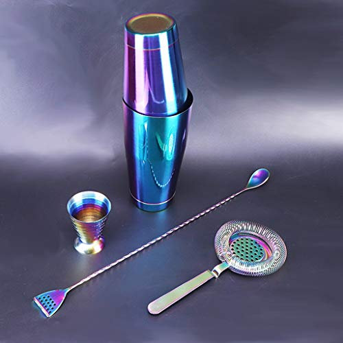 Juego de coctelera Colorida para Camarero, coctelera con Peso, colador de cóctel, Jigger mágico, Cuchara mezcladora