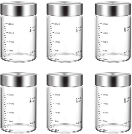 Danmu Glass Juice Bottles with Lids 6oz,Juicing Bottles Reusable Glass 100% Leakproof for Juicing,Water,Kombucha,Milk,Milkshake,Coffee,Borosilicate Glass,6 Pack,Dishwasher Safe