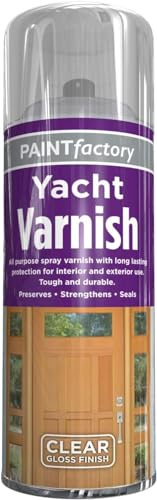 PNJB All Purpose Yacht Varnish 400ML - Professional Gloss Finish Spray Wood Colour Paint, Interior, and Exterior Surfaces - Fast Drying Sealer - Easy to Apply (Pack of 1)