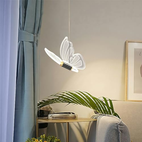 Mengjay Kreatives LED Schmetterling Pendelleuchte,Nordic Moderne Deckenlampe Pendellampe aus Metall,LED Hängeleuchte Wohnzimmer Schlafzimmer Dekoration Kronleuchter (Schwarz, D)