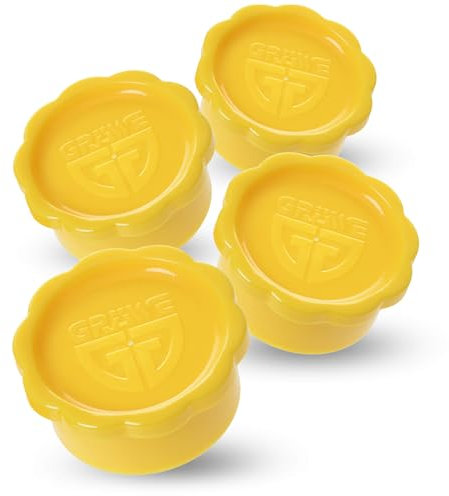 GRÄWE Coperchi per bottiglie di vetro Sodastream Penguin e Crystal, set di 4 coperchi per bottiglie, coperchio ermetico, colore giallo