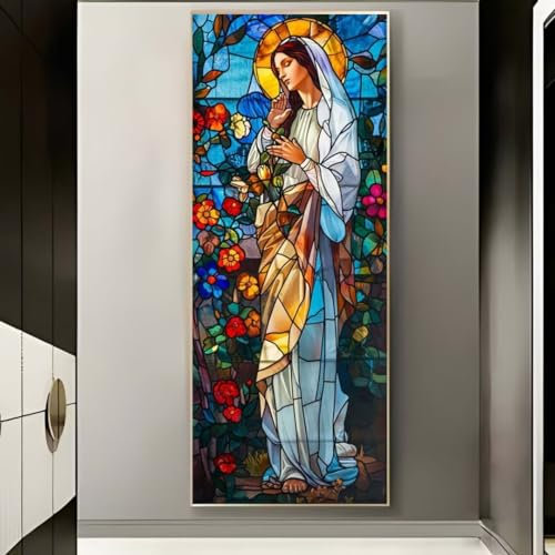 Diamond Painting Religion Madonna Diamond Painting Erwachsene 5D Diamant Painting Bilder Erwachsene Kinder, DIY Diamond Painting Set Strass Stickerei Malerei für Home Wand Dekor Gifts 130x45cm -484BD