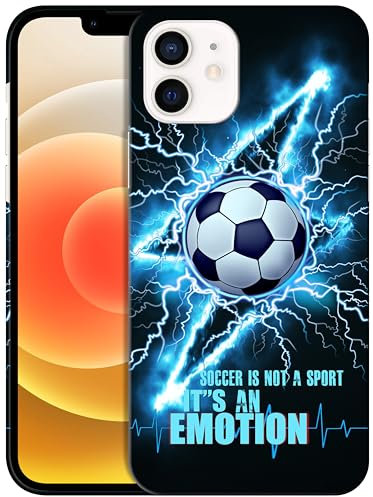 GlamCase iPhone 12/12 Pro Case - Football (Soccer) Lightning Printed Slim Fit Cute Plastic Hard Snap On Protective Designer Back Case/ Cover. Multicolor