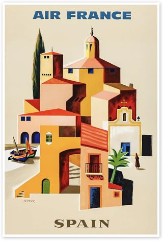 Spanien via Air France Poster von Vintage Travel Collection 20 x 30 cm Beige Wandbilder Wanddeko