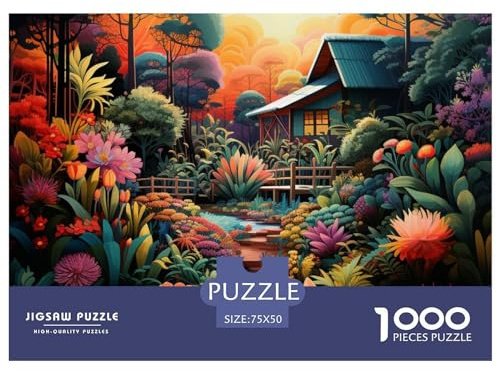 Jungle Hut 1000 Pieces Jigsaw Puzzle for Adults Thickened Wood Educational Game Educational Game Home Decor Stress Reliever Relaxation Intelligence 1000 Pieces (75 x 50cm)