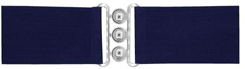 Van Der Rich ® - Breiter elastischer Gürtel mit Schnalle 7,5 cm - Damen (Marine, One Size)