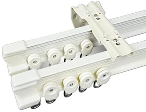 QIULKU Binario per Tende,Binario Tenda Soffitto 1-3 Metri Doppia Tenda Binario Curvo Balcone Finestra Scorrevole Bar Guida Binario Pieghevole Tenda Binario Pole Accessorio(B Side Mount,2 Meter)