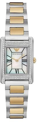 Emporio Armani Watch for Women, Quartz Movement and 31mm Case Size with Stainless Steel, Leather or Silicone Strap Silberfarbener Satz, 22MM