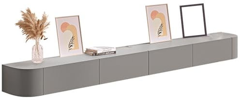 Aipunlus Massivholz Einfacher TV-Schrank Schwebender TV-Ständer für das Wohnzimmer Glatt poliert Mit Schubladen und Fächern Geeignet für eine breite Palette von (Grau-A, 200 * 20 * 24 cm)