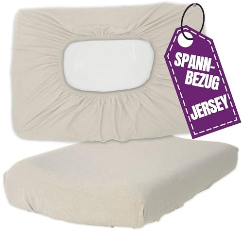 Jersey Nackenkissen Bezug 30x50 cm Creme - Kissen Spannbezug Elastisch - Baumwolle Kissenbezug für Gesundheitskissen und Nackenstützkissen
