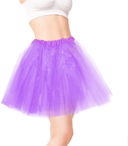 Gonne tutù per Donne, gonne da Ballo per Balletto Gonna tutù Gonna in Rete per Ragazze Donne Danza Compleanno Principessa Vestire Festa (Viola Chiaro)